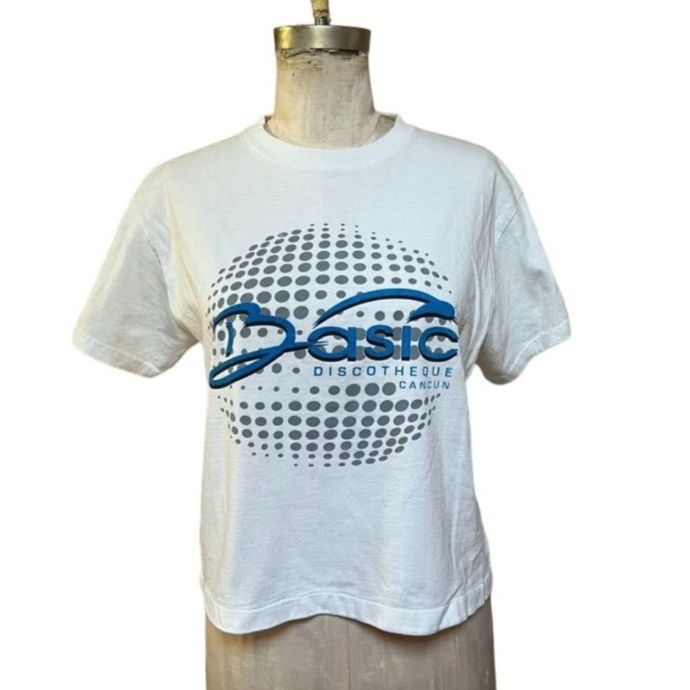 Y2K Basic Discotheque Cancun T-Shirt Men's 38 Medium Cropped Tee